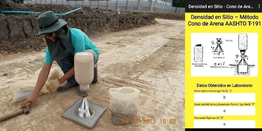 Control de densidad por cono de arena en Buin: ensayos de compactación con respaldo técnico
